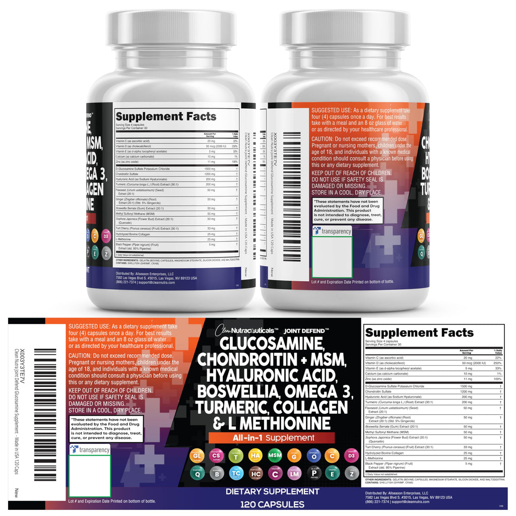 Glucosamine Chondroitin MSM 1500mg with Turmeric Curcumin Supplement Y274552