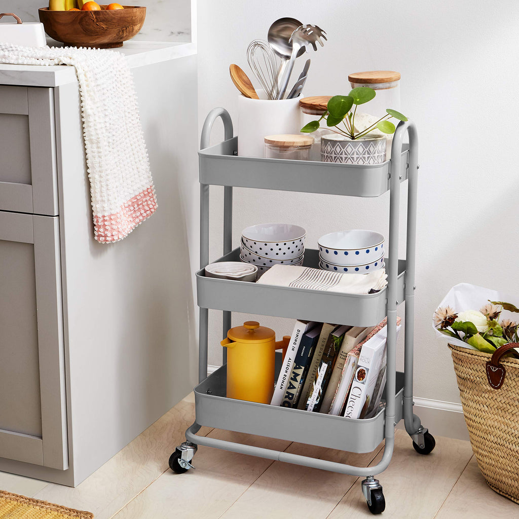 3-Tier Rolling Kitchen Cart with Lockable Wheels Y136