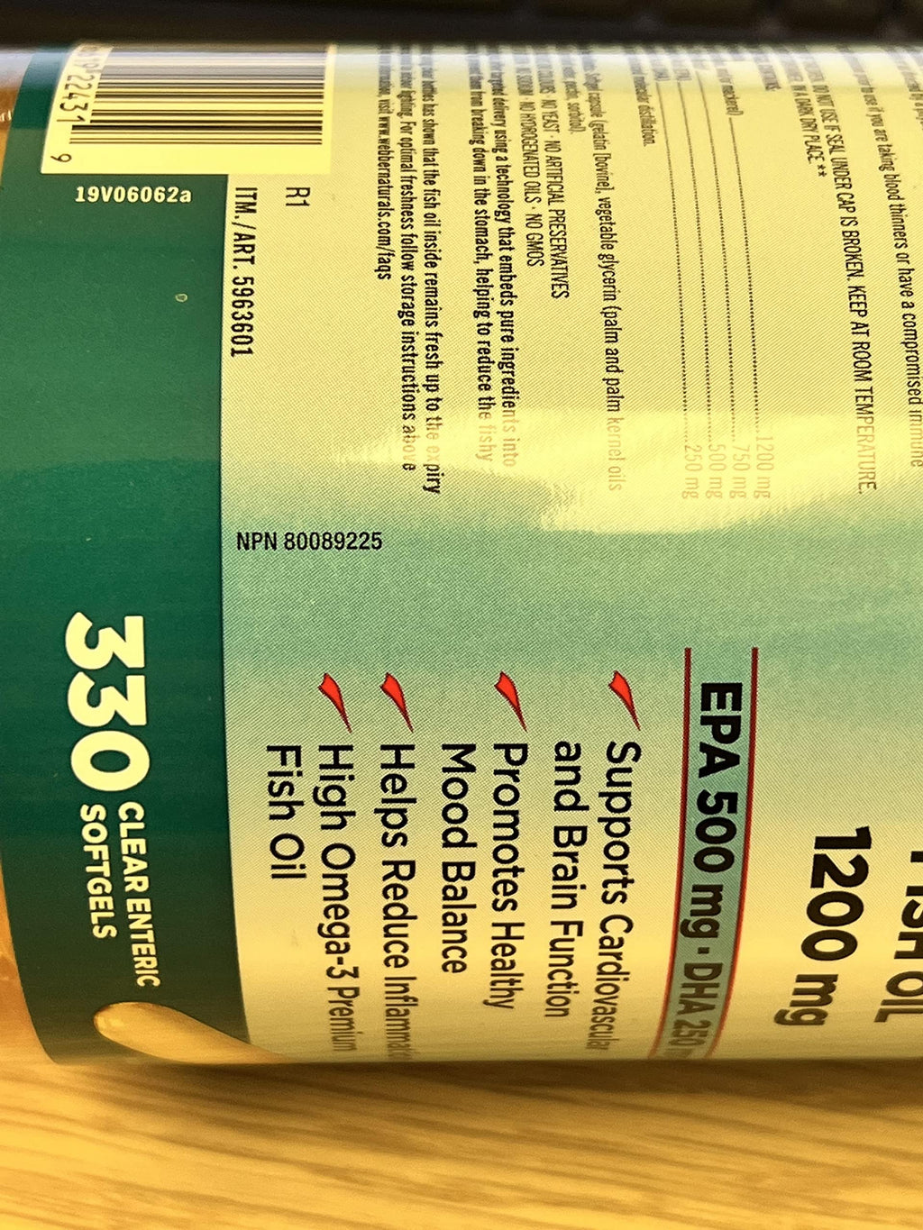 Omega-3 Fish Oil 1000mg 300 Softgels D581444